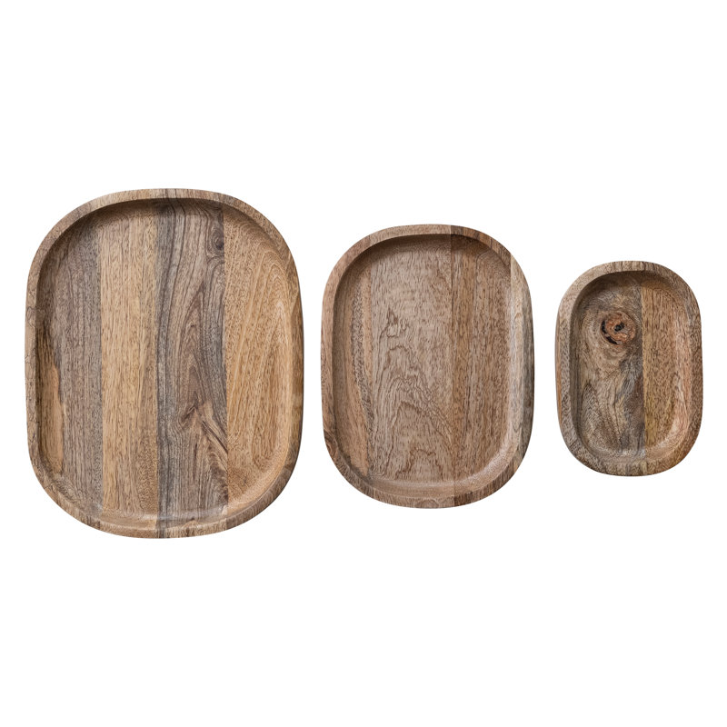 Plateaux ovales en bois de manguier
