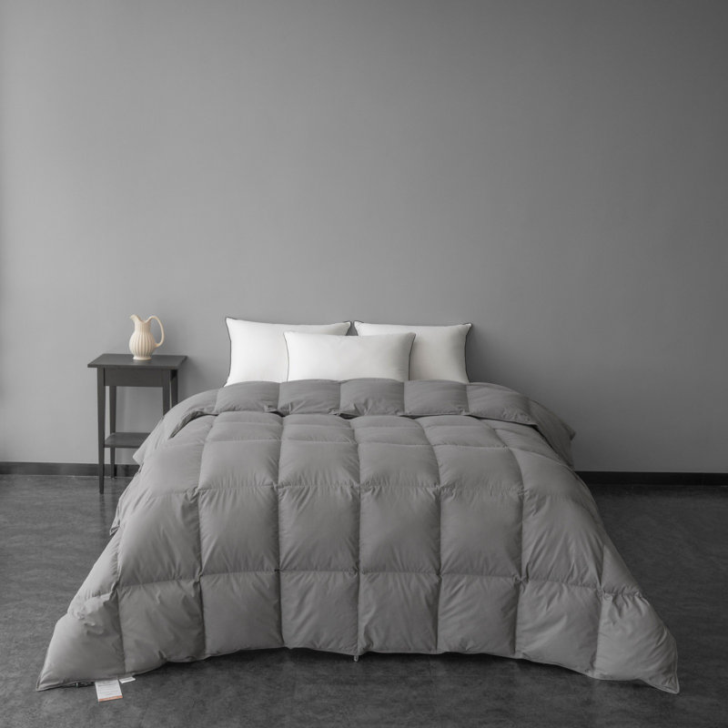 Luxury Down Feather Comforter, All Season Breathable Cotton Hotel Style Down Duvet Insert with Corner Loops, 800 Fill Power & Lightweight, Available in Oversized-King Sizes and Grey