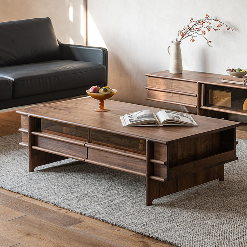 Black walnut solid wood end table, 15.74" H x 55.11" L x 27.55" W