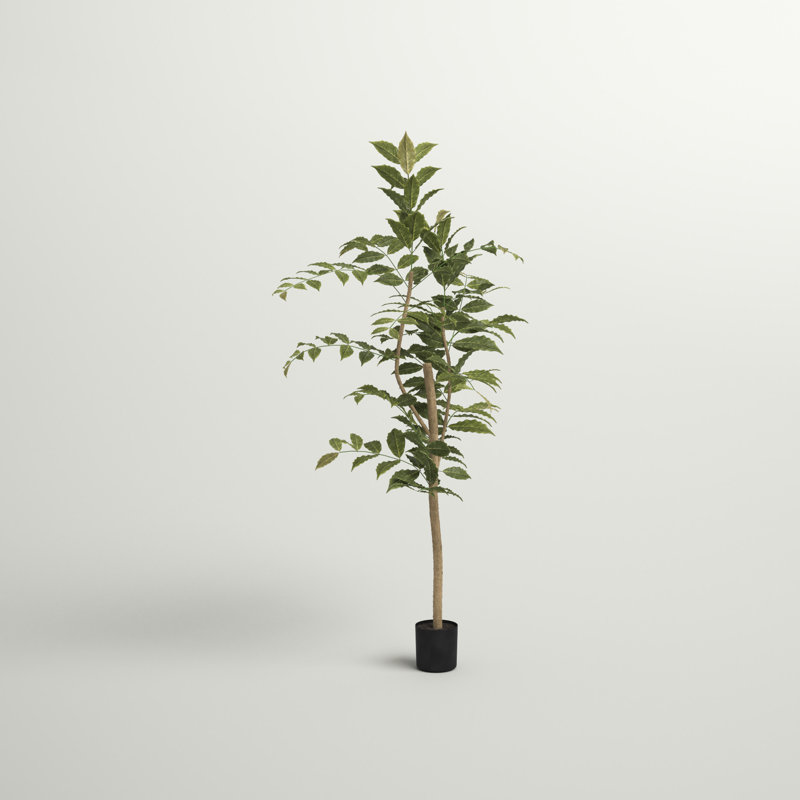 Nandina artificiel en pot vert., H 60 po x l 34 po x P 34 po