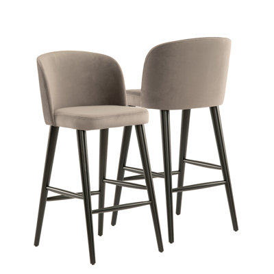 Upholstered Counter Stool with Solid Wood Frame
