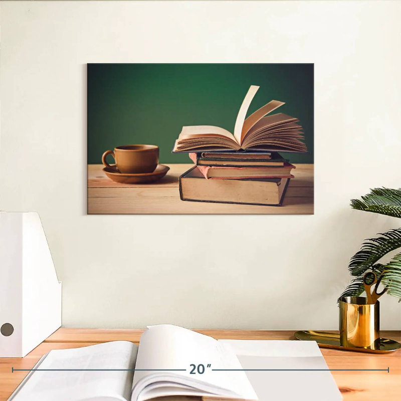 Livres et café Kerner, H 8 po x l 12 po