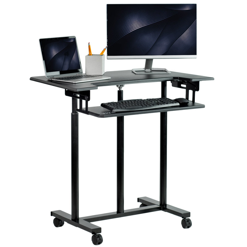 Vivo Mobile Height Adjustable Desk Cart with Sliding Keyboard Tray (CART-V06A)