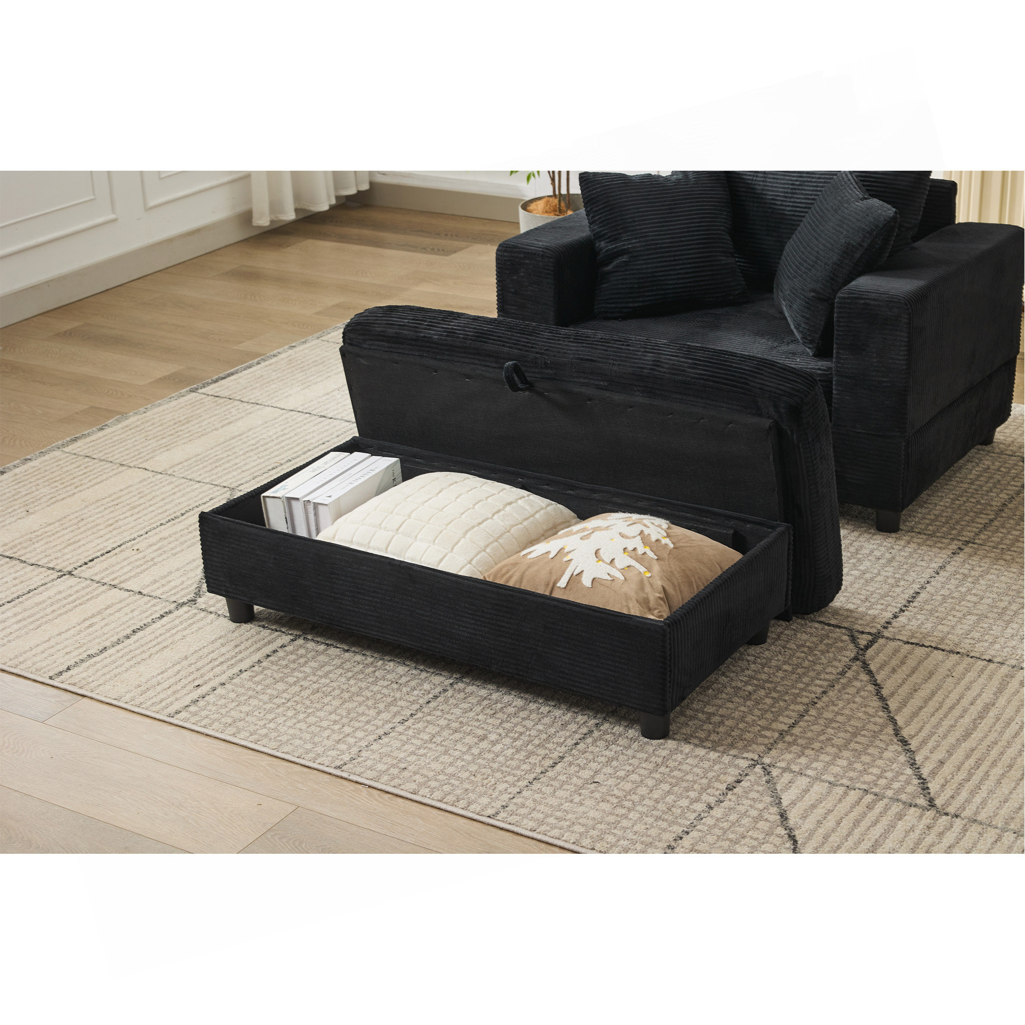 Latitude Run® Chaise Lounge Chair With Removable Storage Ottoman Accent ...