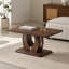 Table basse rectangulaire moderne en bois de noyer brun foncé Ajoutez une atmosphère calme et confortable à votre maison. Table basse en MDF, noyer, autocollant texturé brun foncé, table d'appoint.