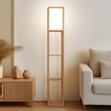 Maxwell 63 in. Modern 3-Shelf LED Floor Lamp with Fabric Square Shade