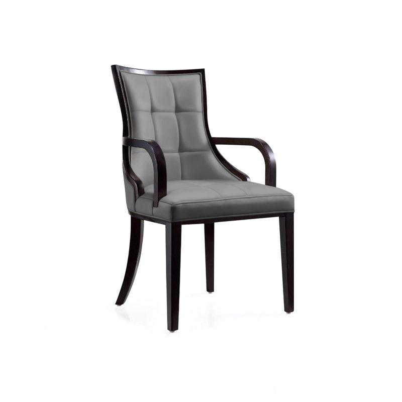 Verduzco Fifth Arm Chair, Faux Leather Silver, 1