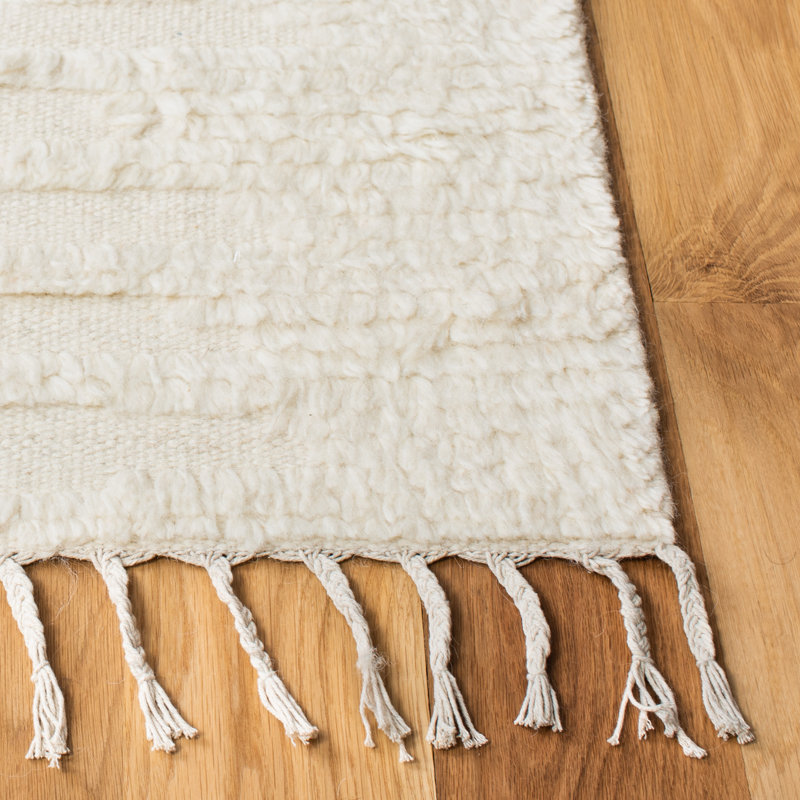 Tapis beige en laine tissé à la main et à plat Aitkin, Tapis de couloir 2 pi 3 po x 8 pi