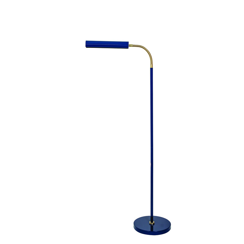 Fusion Task Floor Lamp, Navy Blue/Satin Brass, Navy Blue