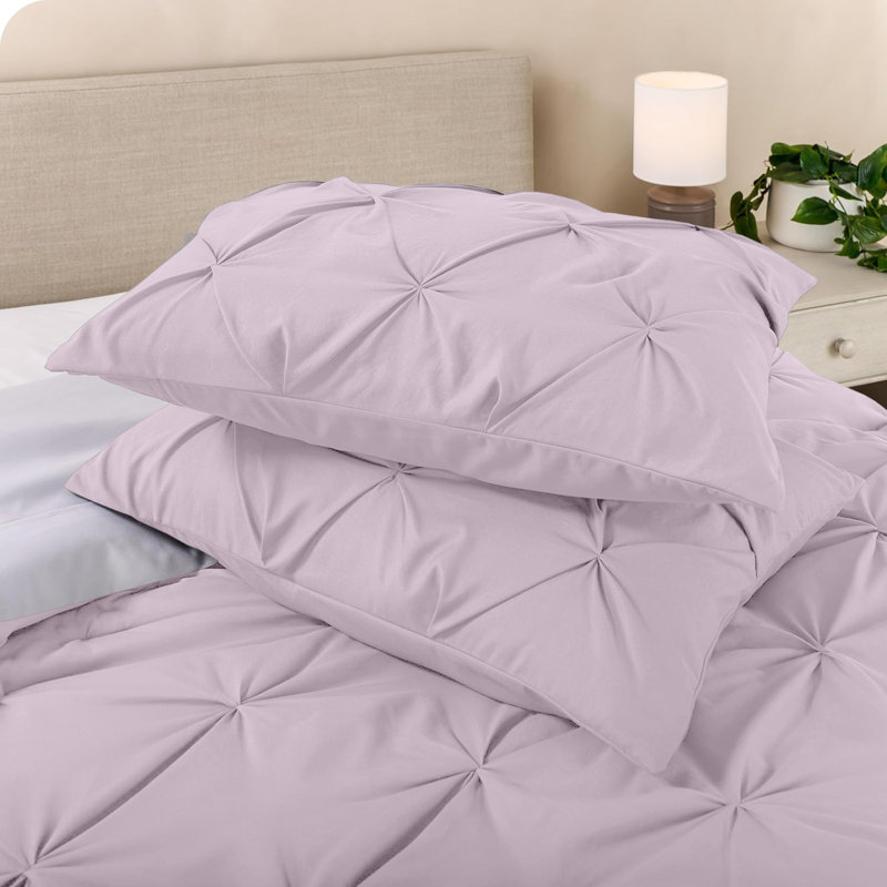 Microfiber Solid Colour Duvet Cover Set with Pillowcases, Pink Blush, Single Duvet Cover + 1 Standard Pillowcase