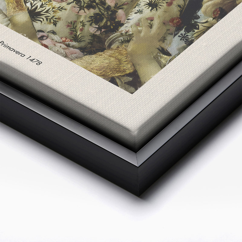 Sandro Botticelli - Primavera, Cadre noir, Canevas, H 18 po x l 24 po