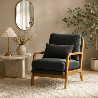 Wooden Accent Chair, Armchair for Indoor