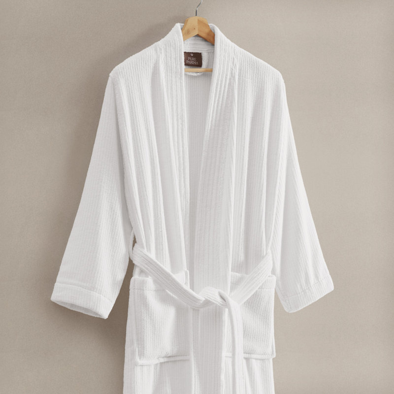 Egyptian Cotton Ribbed Bathrobe, M/L