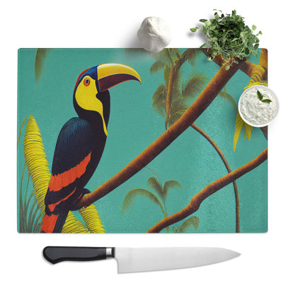 Radiant Toucan Bird  Glass Chopping Board
