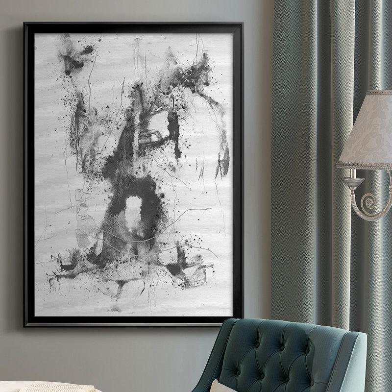 Graphite abstrait II - impression d'un seul cadre photo, H 36,5 po x l 26,5 po x P 1 po, Cadre noir