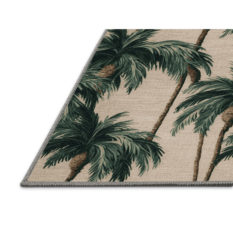  Tapis bord de mer lavable Palm Grove, Carré 5 pi