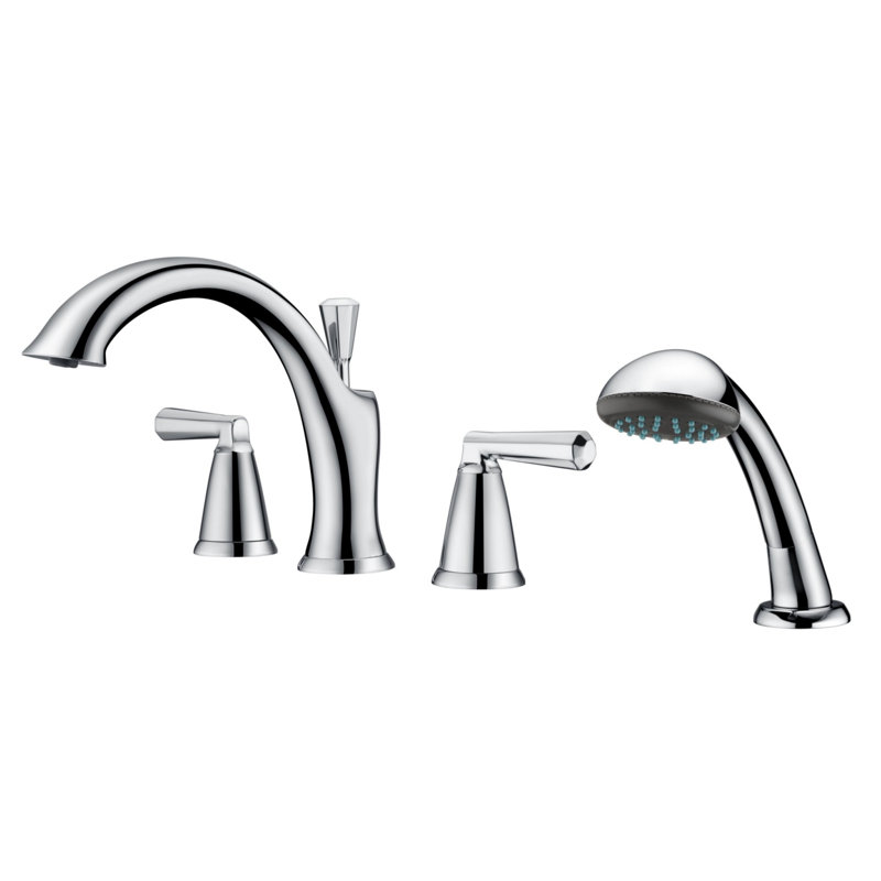Z Collection Two-Handle Deck-Mount 8.0 gpm Roman Tub Faucet with Pull-Out Hand Shower & Rough-In Valve - Chrome Polished