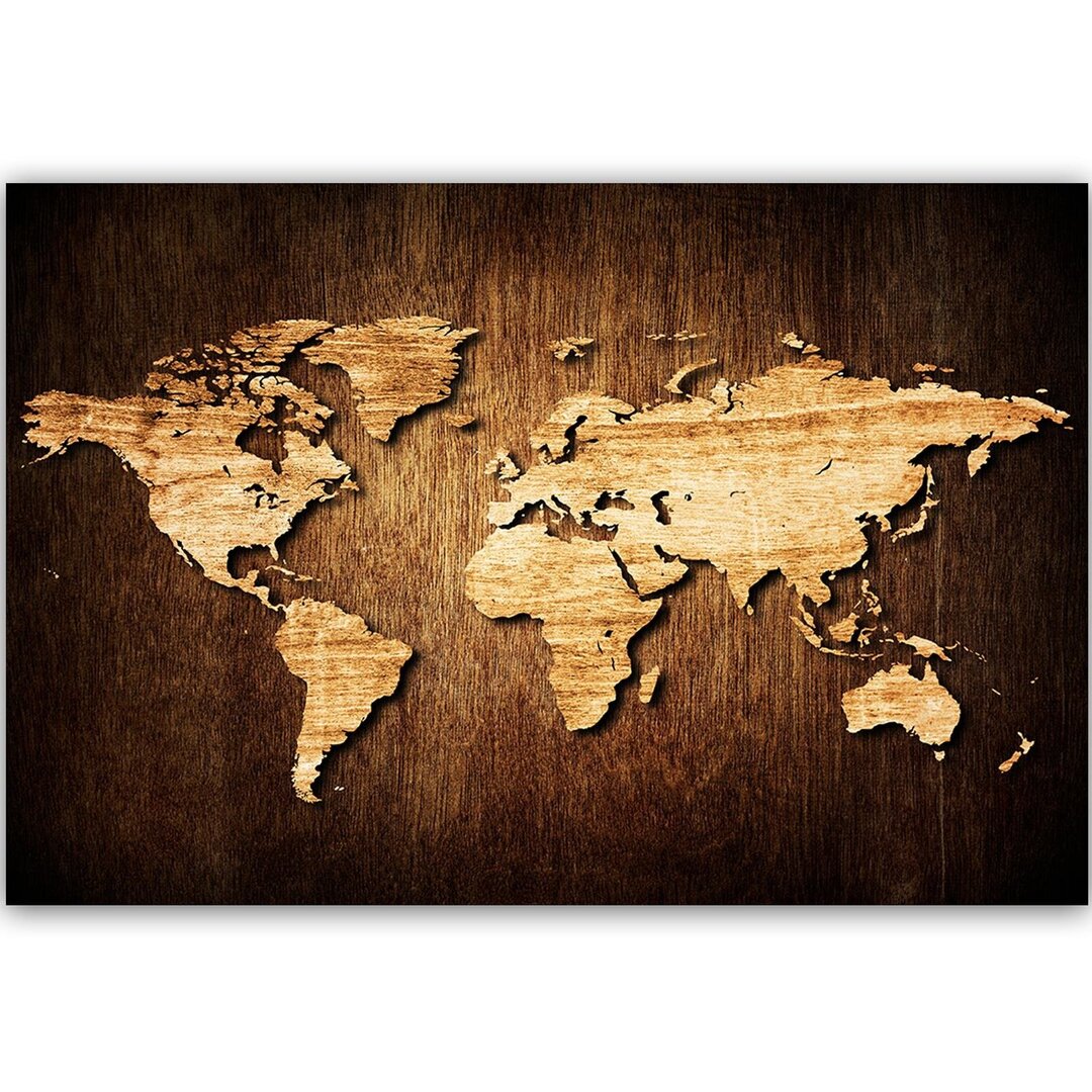 Leinwandbild Wooden World Map