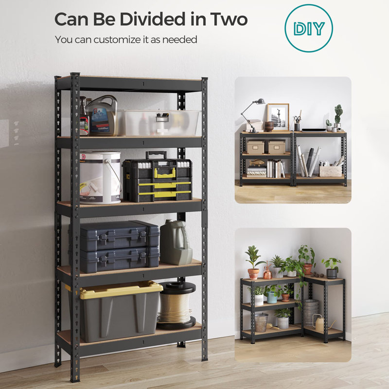 75cm W Steel Shelving Unit, Black/Natural