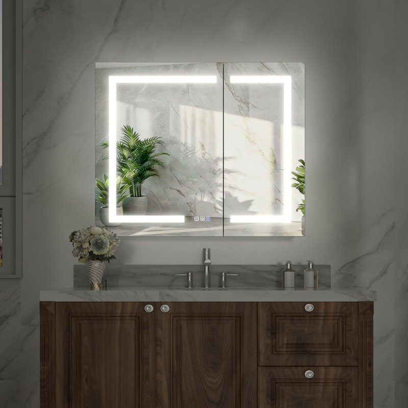 Armoire à miroir en plastique 30 "à DEL H Smart Lighting, H 30 po x l 36 po