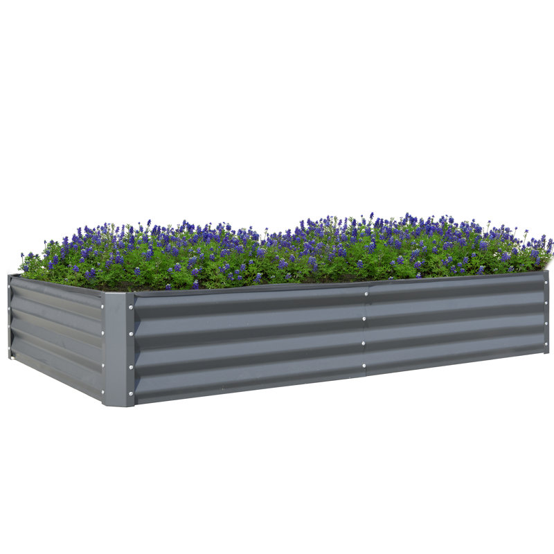 Lit de jardin surélevé en métal Sacia, H 11,81 po x l 70,87 po x P 35,43 po, Gris