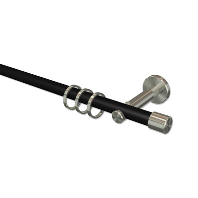 Gerwar Black 1.6cm Curtain Pole Set