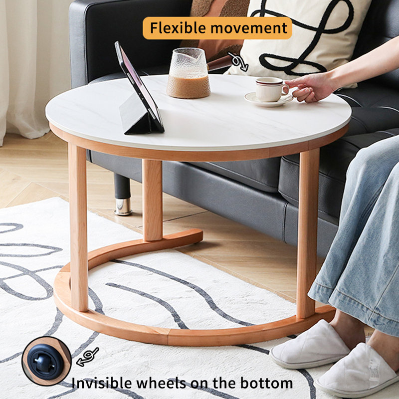 Modern Round Coffee Table with Rotating Design