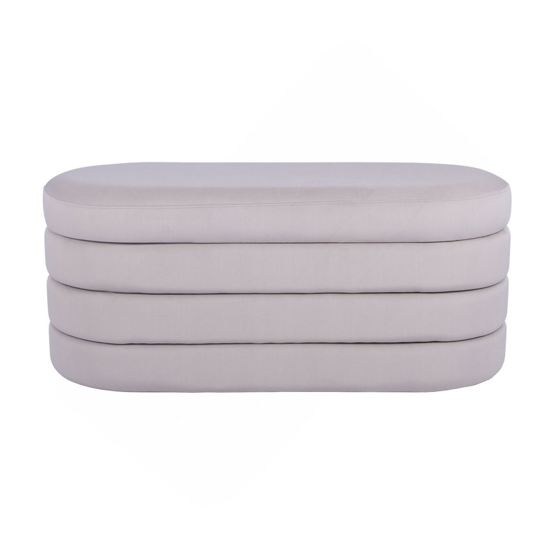 Banc avec rangement en velours taupe