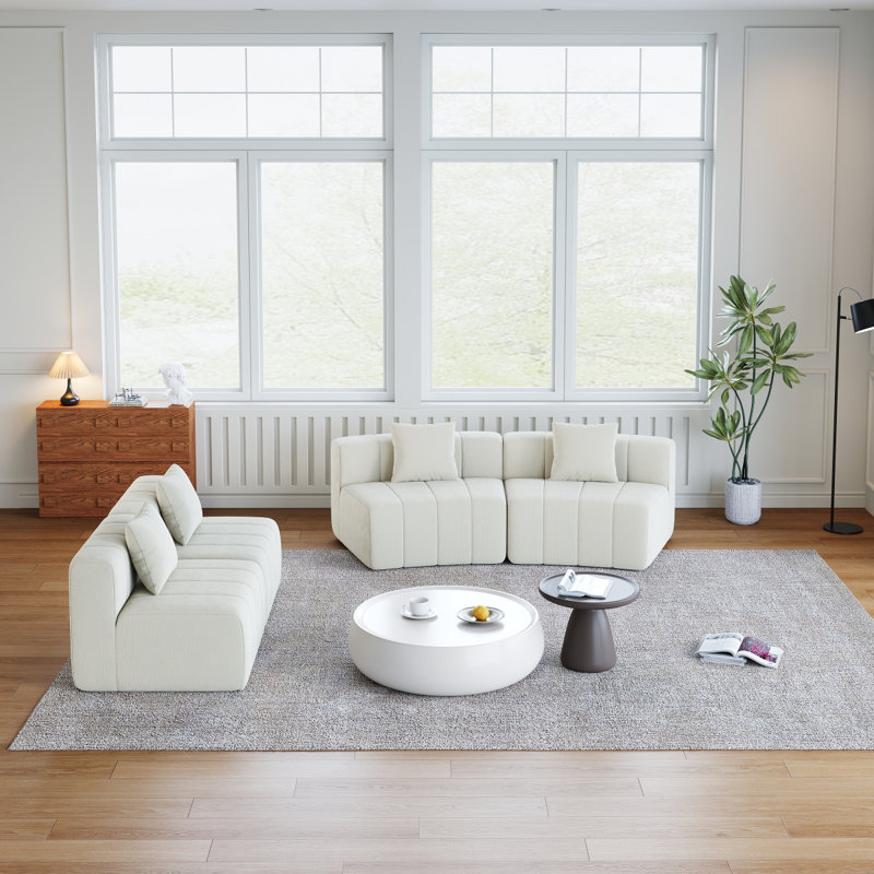 Canapé modulaire courbé en chenille avec 4 coussins, canapé modulaire symétrique courbé, deux sièges courbés et deux sièges simples