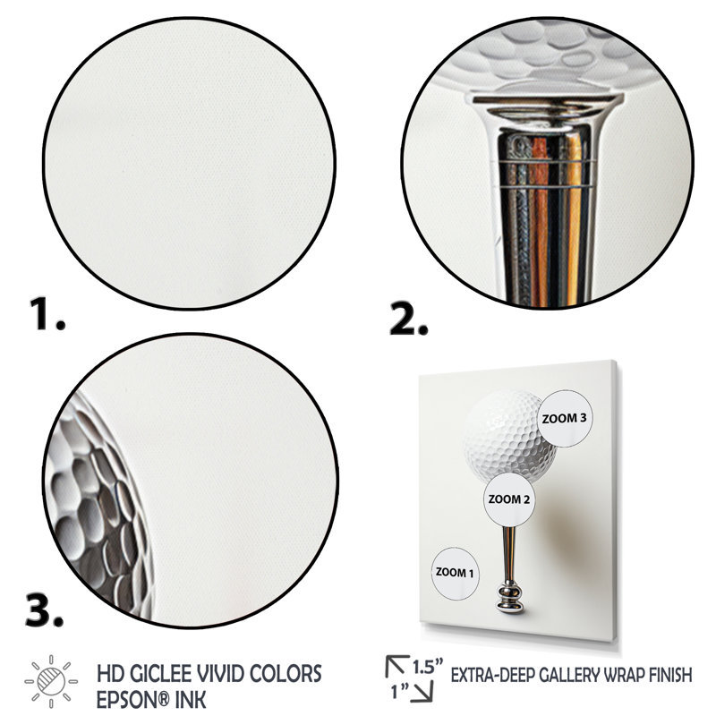 Latedra Minimalisme Golf Tees X - Art mural de golf, H 44 po x l 34 po x P 1,5 po, Toile tendue
