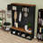Hall Tree with Storage Bench, 4 Cabinets, 4 Open Compartments and 4 Hooks-129765833