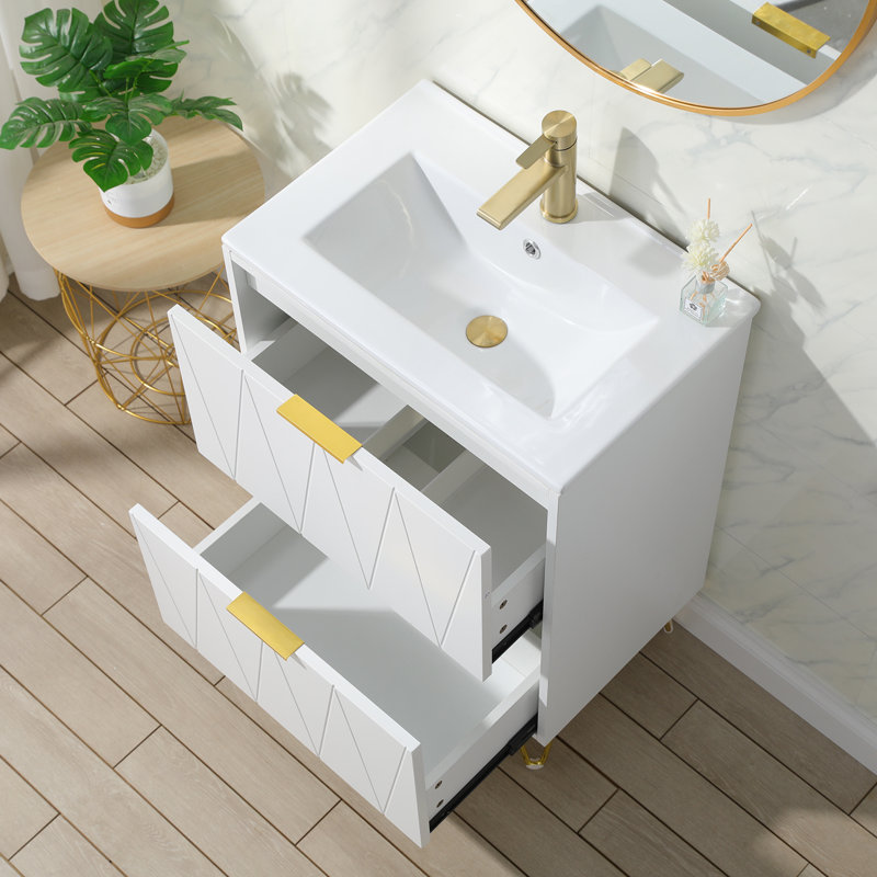 Ensemble de meuble-lavabo simple blanc 24 po, Blanc