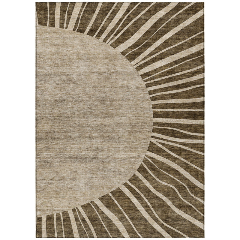 Tapis extérieur lavable abstrait taupe et beige 9 pi x 12 pi brun
