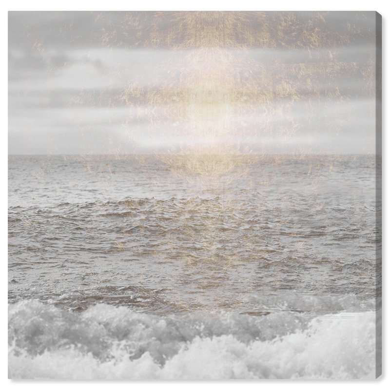 «Water Grey Sea Coastal», impression sur toile, Toile tendue, H 40 po x l 40 po