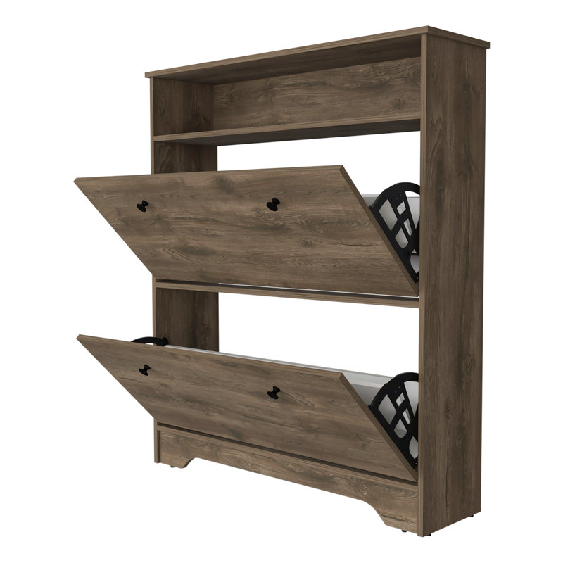 Range-chaussures à 2 tablettes pour la maison, Brun