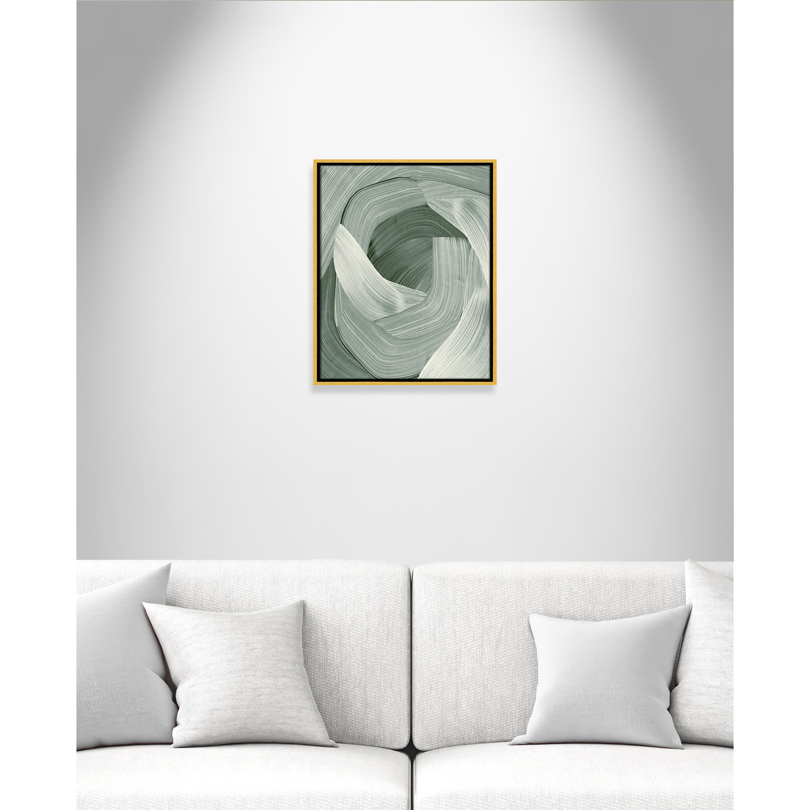 Enriched Emerald - Floater Frame Graphic Art Print on Canvas, Gold , 21.5" H x 17.5" W