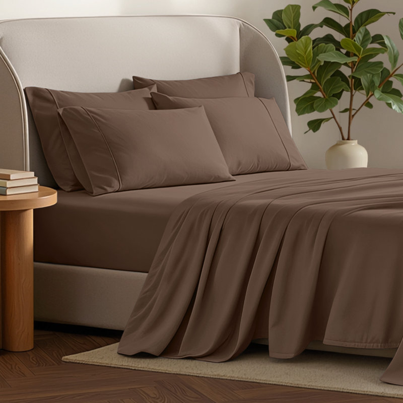 Microfiber Sheet Set with Bonus Pillowcase Set, King, Cocoa