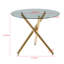 Ensemble de salle à manger 1 + 4,5 pièces, table de salle à manger à pieds en métal Mid-Century pour 4-6 personnes avec plateau en verre, table de salle à manger à piédestal, table basse de loisirs-1199476491
