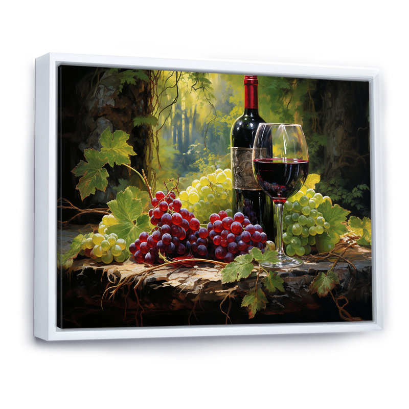 Art mural sur toile Cabernets Calm, Cadre flottant blanc, H 12 po x l 20 po x P 1 po