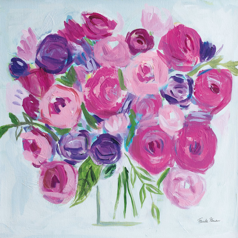 Roses Are Pink by Farida Zaman - Wrapped Canvas Painting, 91cm H x 91cm W