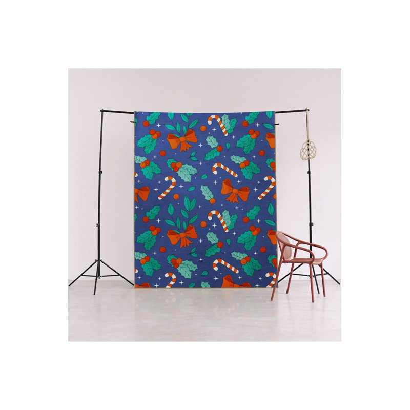 Tapis décoratif multicolore de Noël à motif de canne à fleurs multicolore, Sous-tapis rectangulaire 3 pi 11 po x 5 pi 11 po i