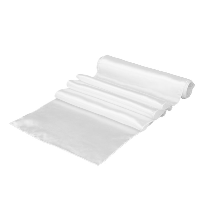 Chemin de table de 12 po x 108 po, 10 chemins de table en satin de table - Articles de table en polyester blanc, lavables à la machine, décoratifs
