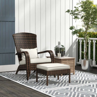 All-Weather Wicker Adirondack Chair Set with Ottoman