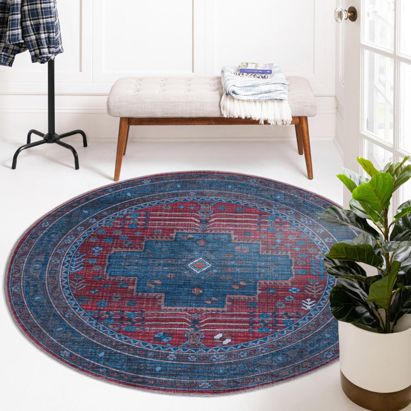 Guthridge Chenille Oriental Indoor Rug, Round 5'3"