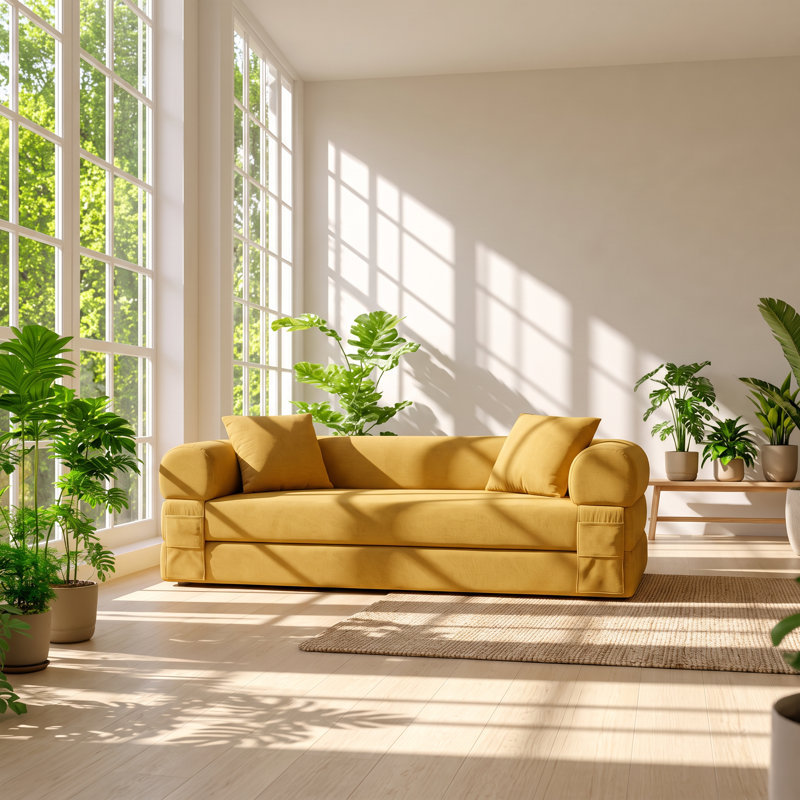 Canapé-lit pliant en velours côtelé, 203 cm L x 76 cm P x 66 cm H