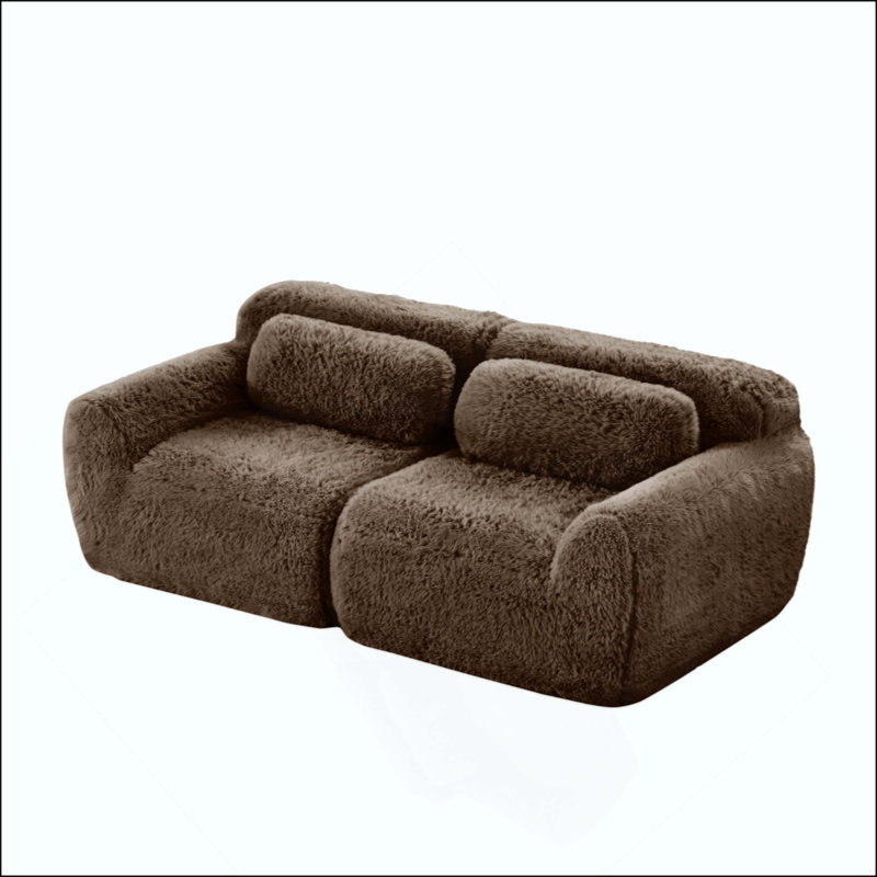 Canapé modulaire à 2 places pour canapé modulaire, conception antidérapante en tissu moelleux et moelleux, éponge haute densité 32D, conception ergonomique sans assemblage, avec coussins décoratifs pour le salon