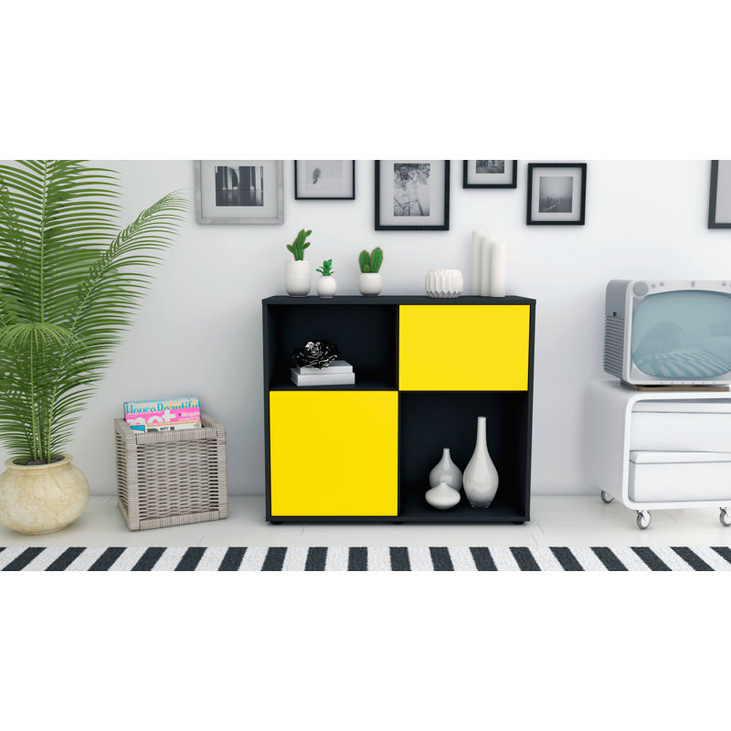 Ramsell 92cm Sideboard, Charcoal/Yellow