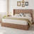 Large grooved undulating lift storage bed frame, wooden platform bed frame with lift storage, no spring box required/no noise, rustic brown slatted natural wood( King) -1396029230-1396029228