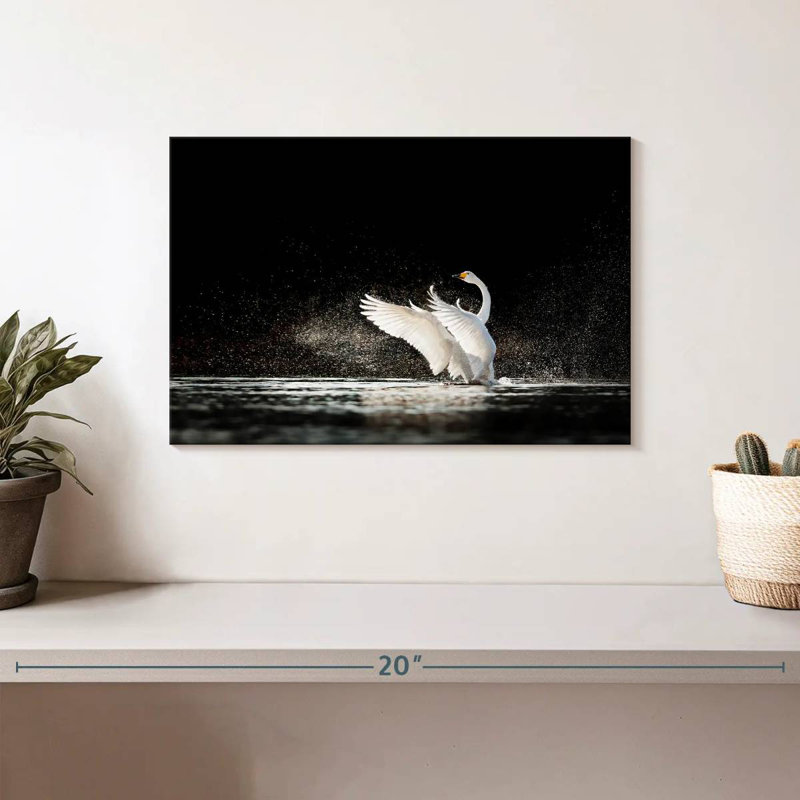 Cygne éclaboussant de l'eau, H 8 po x l 12 po