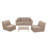 Deko Living 4 Place Seating  Brown Outdoor Compression Foam Sofa and Table Set